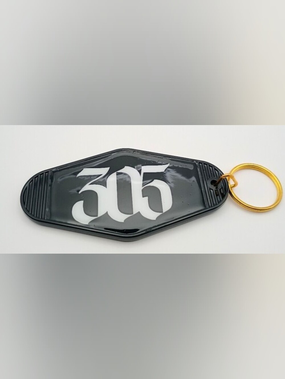 Black '305' Keychain Phone Accessory with Gold Ring - Picture 1 of 2
